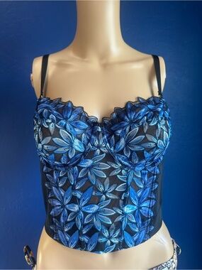 Victoria's Secret Blue Floral Longline Bustier